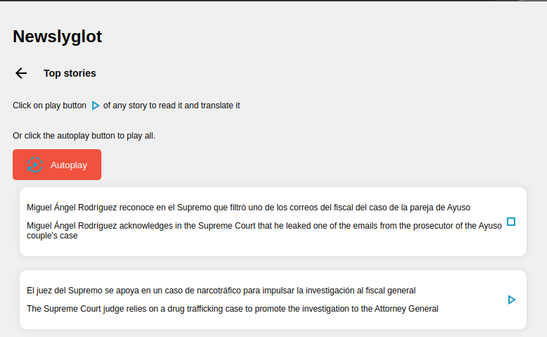 Newslyglot app screenshot 2